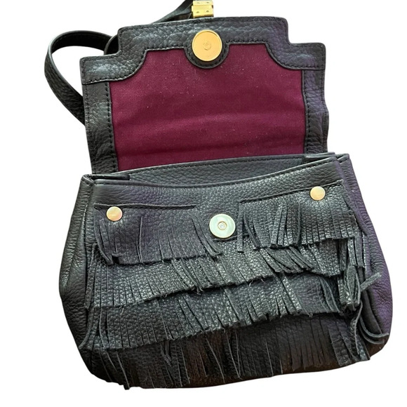 Brian Atwood Leather Fringe Embellished Crossbody Bag - Picture 2 of 7
